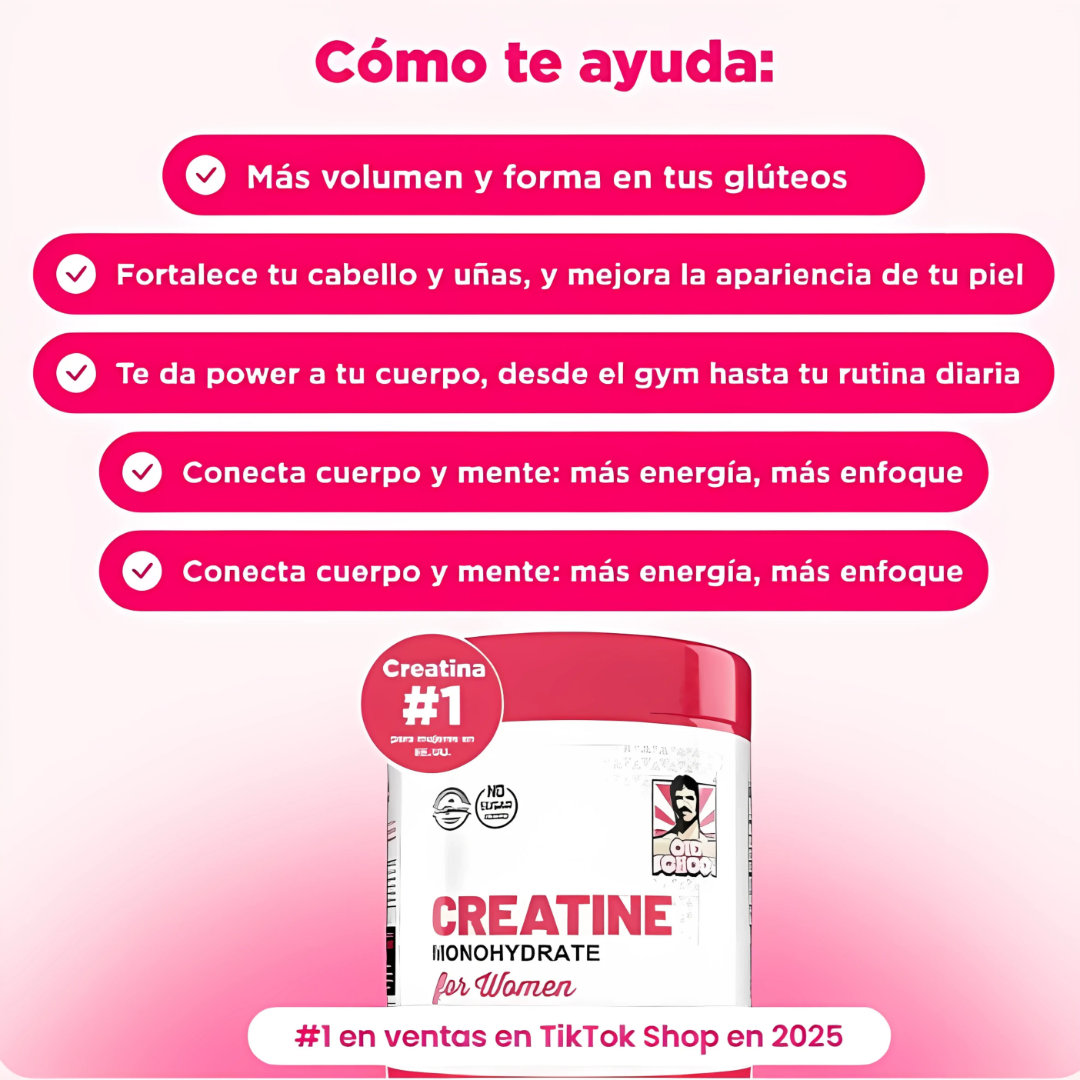 MONOHIDRATO DE CREATINA PARA MUJERES CON COLÁGENO – Energía y belleza en un solo suplemento