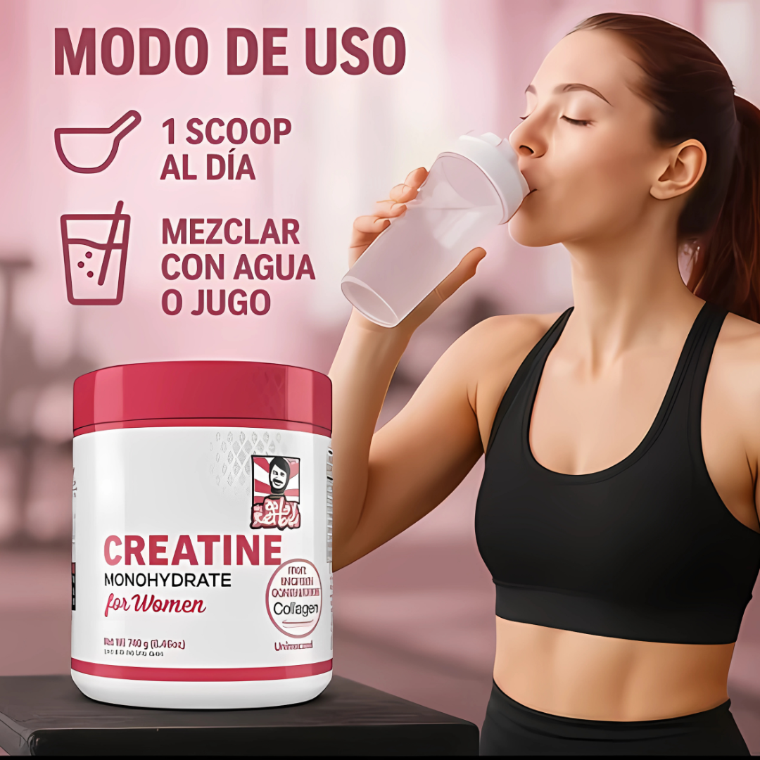 MONOHIDRATO DE CREATINA PARA MUJERES CON COLÁGENO – Energía y belleza en un solo suplemento